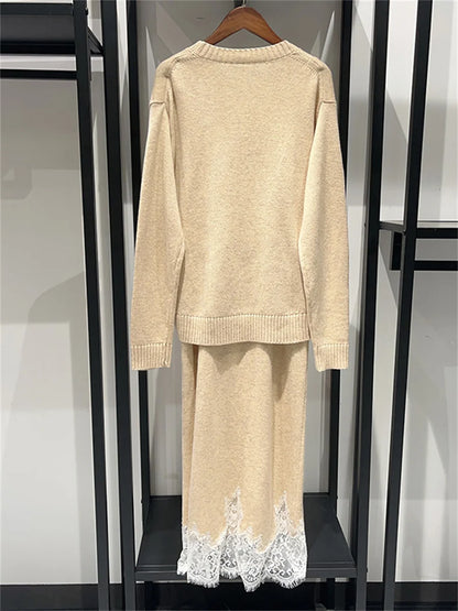 Fake Two-Piece Round Neck Twisted Knit Dress