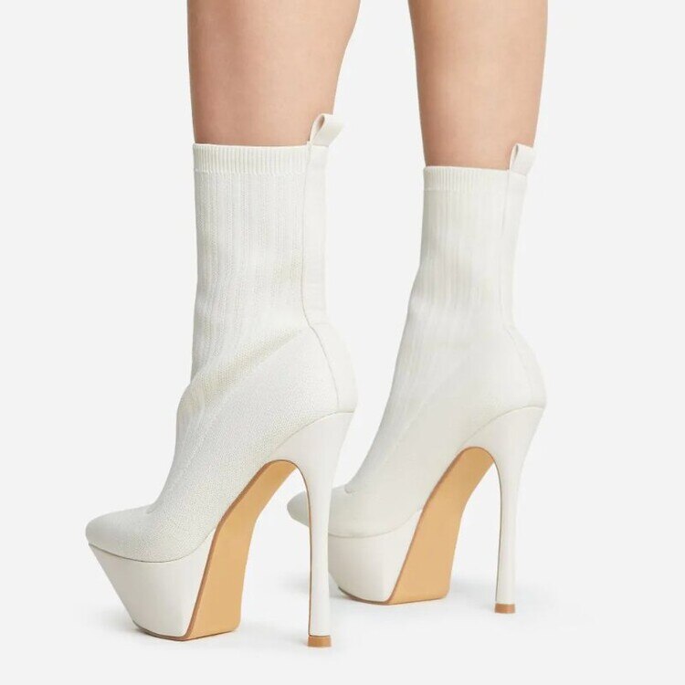 Pointed Toe Stiletto Heel Sock Boots