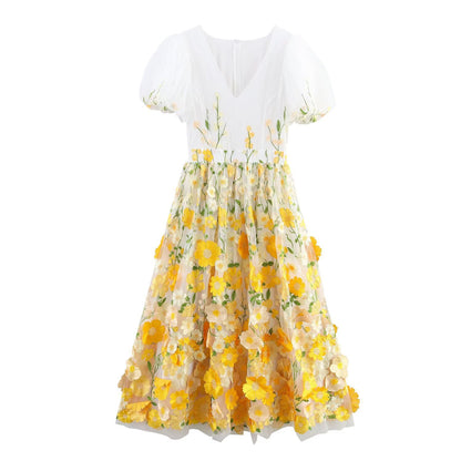 Floral Patchwork Embroidered Maxi Dress