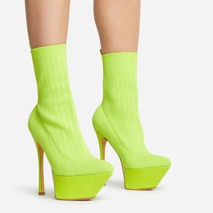 Pointed Toe Stiletto Heel Sock Boots