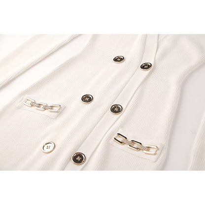 Sexy V-Neck Chain Applique Bodycon Knit Dress