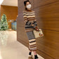 Striped Long Sleeves Midi Sweater Dress