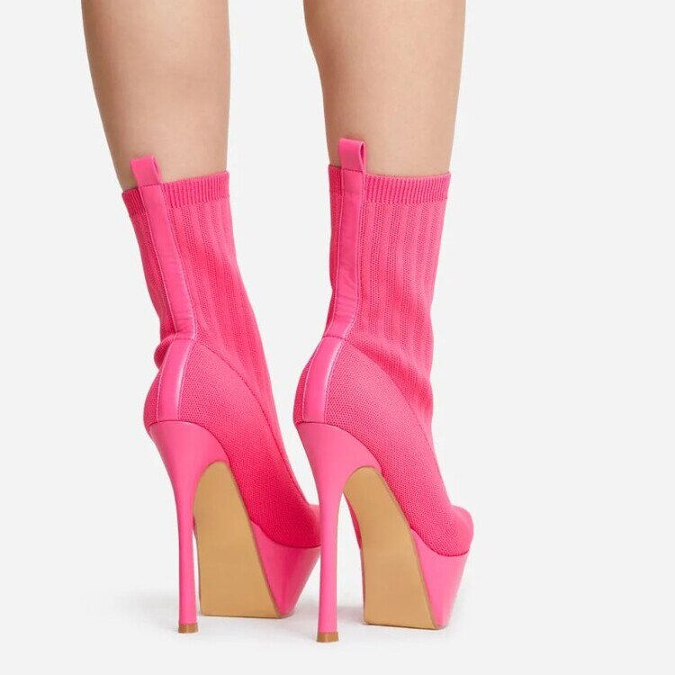 Pointed Toe Stiletto Heel Sock Boots