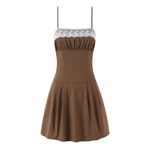 Lace Pleated Cami Mini Dress