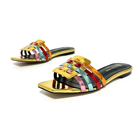 Colorful Woven Open Toe Slippers