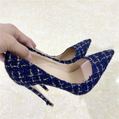 Plaid Pointed Toe Stiletto Pumps