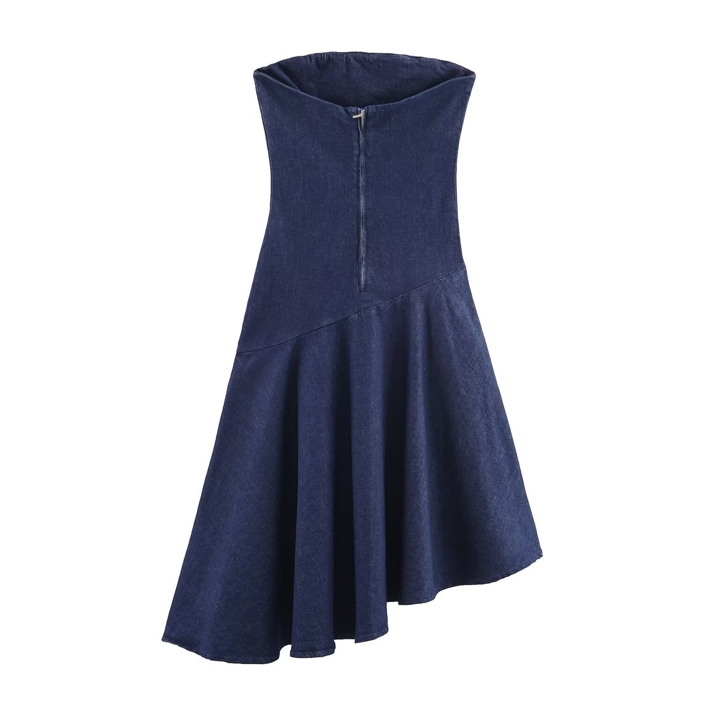 Strapless Midi Denim Dress