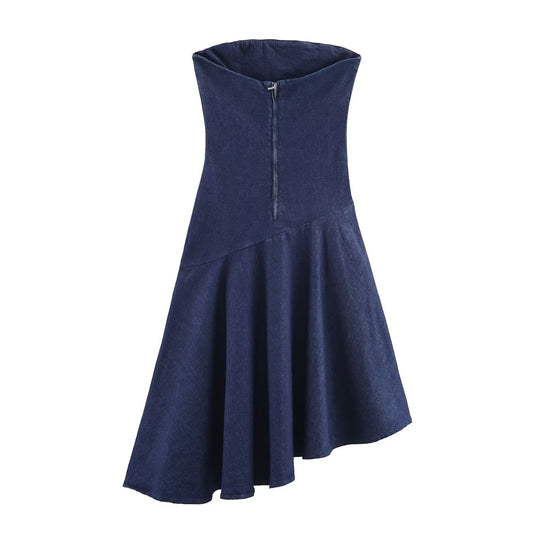 Strapless Midi Denim Dress