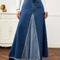 Autumn New Women's Denim Long Skirt Fashion Loose Spliced Denim Swing Skirt