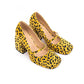 Leopard Square Toe Block Heel Shoes