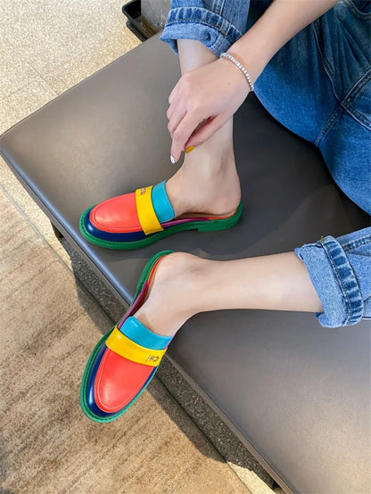 Color Block Round Toe Platform Loafers