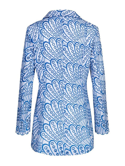 Embroidery Hollow Out Notched Collar Blazer