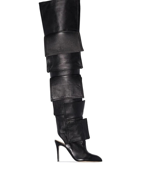 Pocket Pointed Toe Stiletto Heel Over-the-Knee Boots