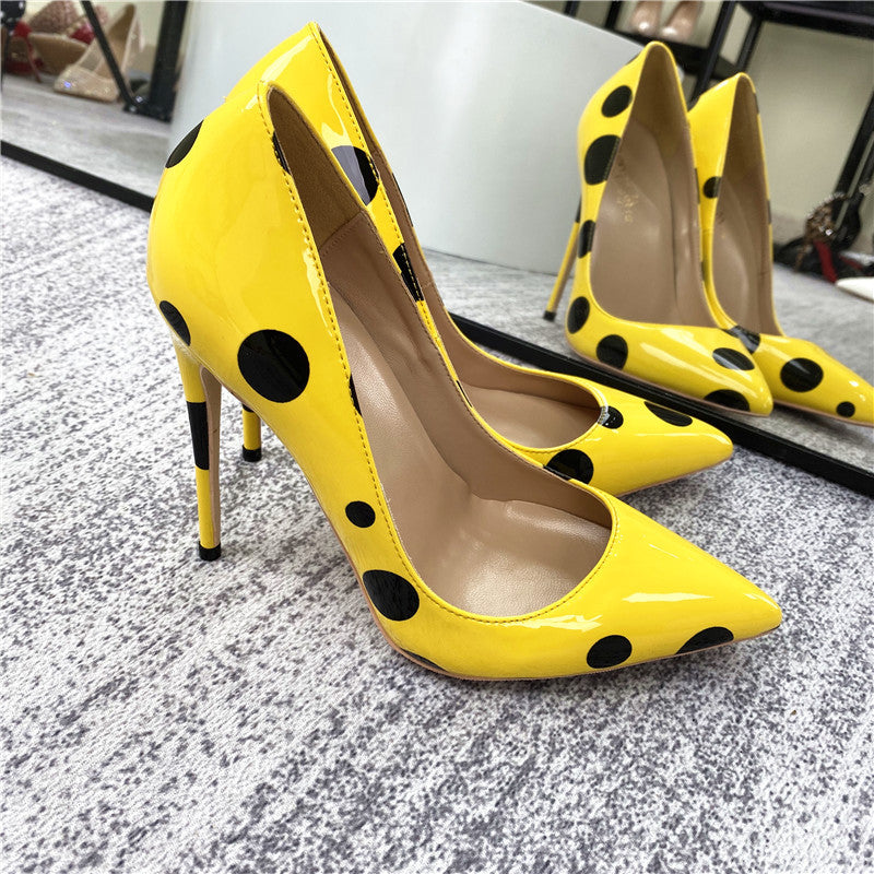 Polka Dot Pointed Toe High Heel Shoes