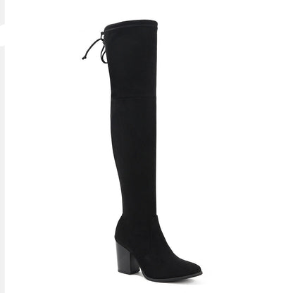 Suede Over-the-Thigh High Heel Knight Boots