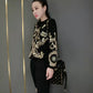 Sequined Embroidery Pullover Sweater and Knitted Pants Set