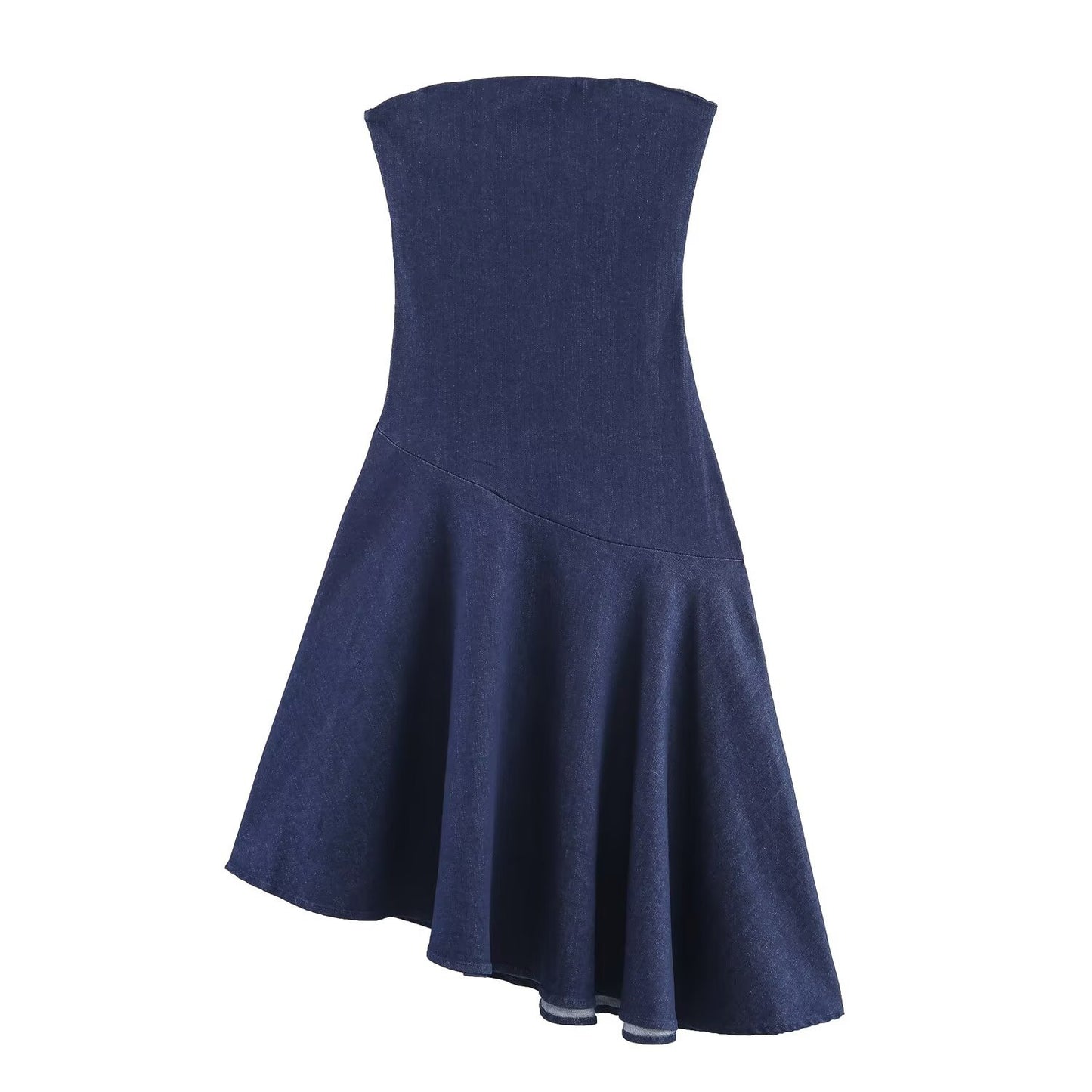 Strapless Midi Denim Dress