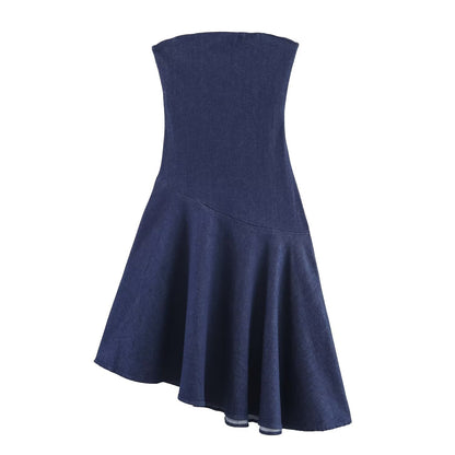 Strapless Midi Denim Dress