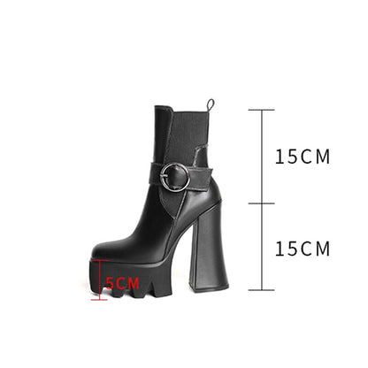 Square Toe Platform Ankle Boots