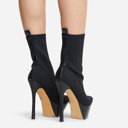 Pointed Toe Stiletto Heel Sock Boots