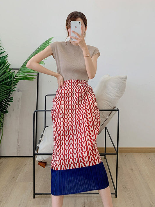 Miyake Pleated High Waist A-Line Skirt