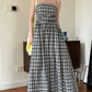 Checkered Sleeveless A-Line Maxi Dress