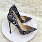 Snakeskin Pointed Toe Super High Heel Shoes