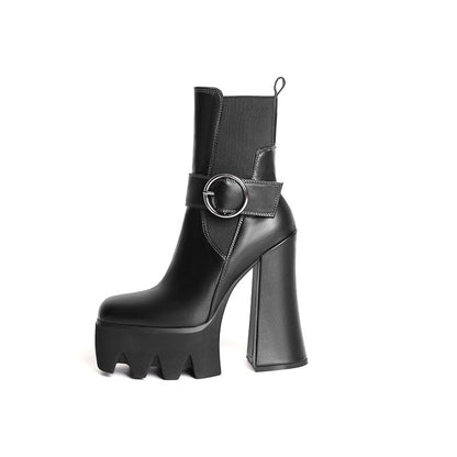 Square Toe Platform Ankle Boots