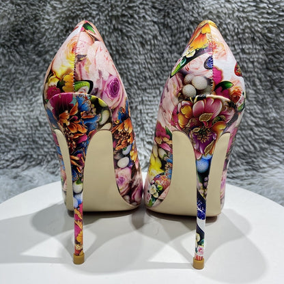 Floral Pointed Toe Stiletto Pumps