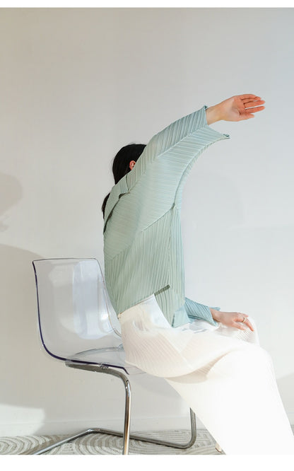 Miyake Pleated Folded Sleeves Open Front Jacket