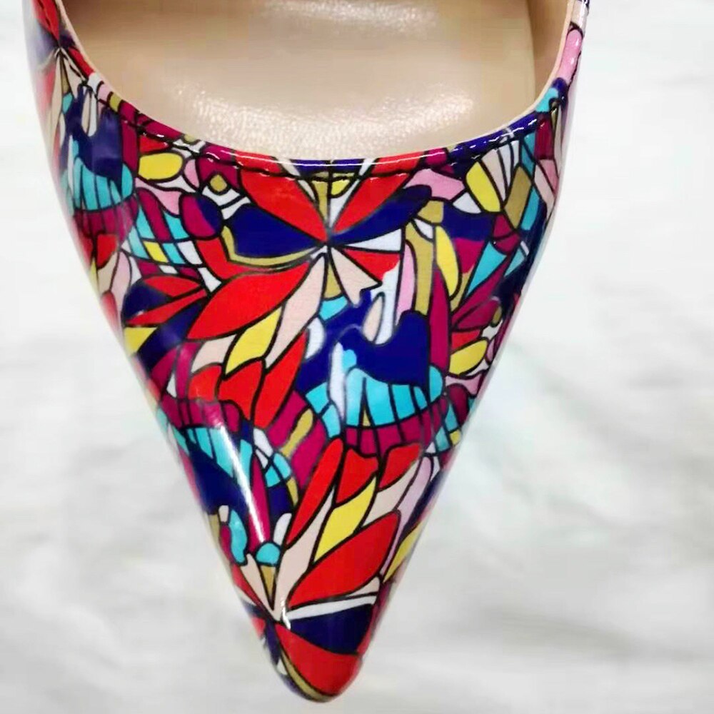 Graphic Printed Pointy Toe Stiletto Pumps