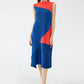 Miyake Pleated Contrast Irregular Spliced Midi Dress