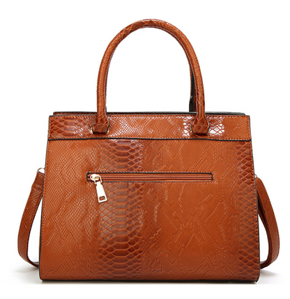 PU Serpentine Pattern Large Messenger Handbag