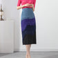 Miyake Pleated Color Block Tassel Layered Skirt