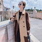 Color Block Double-Breasted Trench Coat