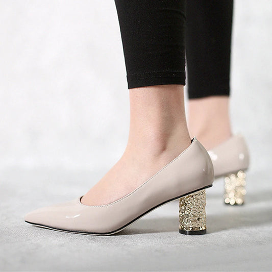 Pointed Toe Shiny High Heel Pumps