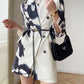 Retro Print Lapel Collar Long Sleeve Blazer and Trouser Set