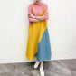 Miyake Pleated Color Block Midi Dress