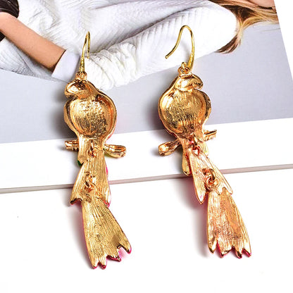 Multicolor Crystal Parrot Dangle Earrings