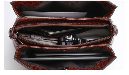 PU Leather Alligator Pattern Crossbody Shoulder Bag