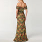 Multicolor Sequined Off Shoulder Split Front Dress