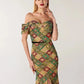 Multicolor Sequined Off Shoulder Split Front Dress
