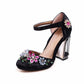 Vintage Crystal Bird Cage Chunky Heel Shoes