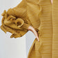 Miyake Pleated Petal Sleeve Ruffled Maxi Dress