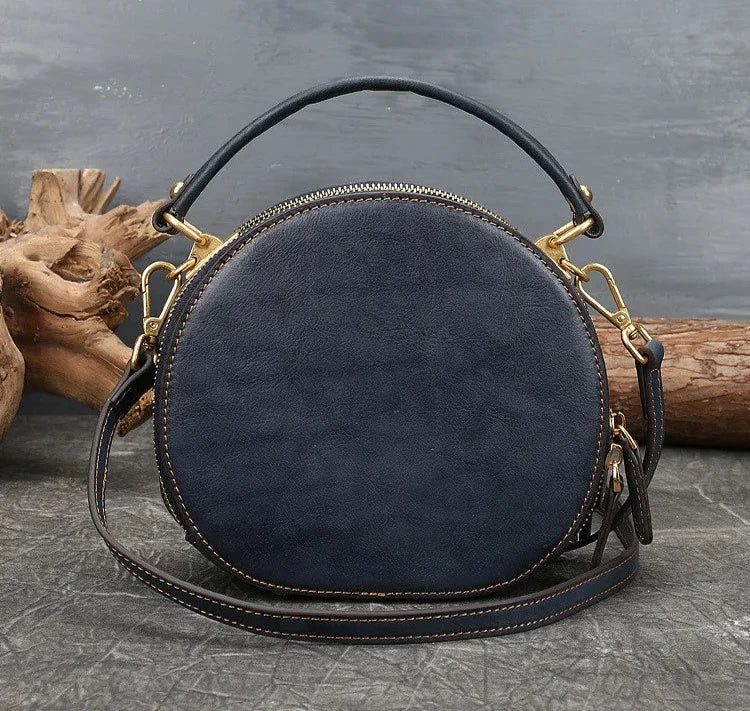 Retro Floral Embossed Circular Bag