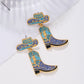 Inlaid Zircon Cowboy Hat Earrings