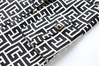 Monochrome Double-Breasted Trench Coat