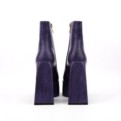 Square Toe Animal Pattern Chunky Heel Boots
