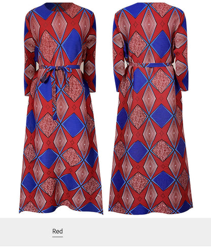 Miyake Pleated Geometric Print Midi Dress