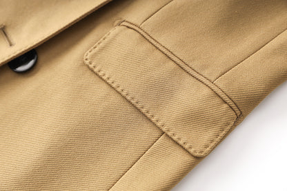 Contrast Double-Breasted Long Coat